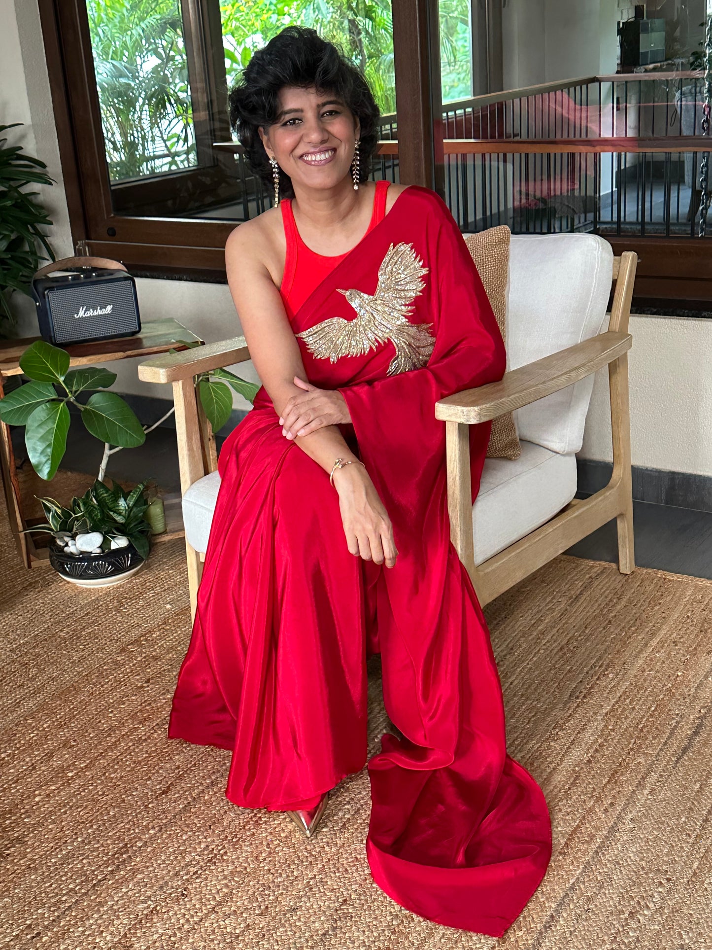 ACHIEVE - RED BROOCH SARI