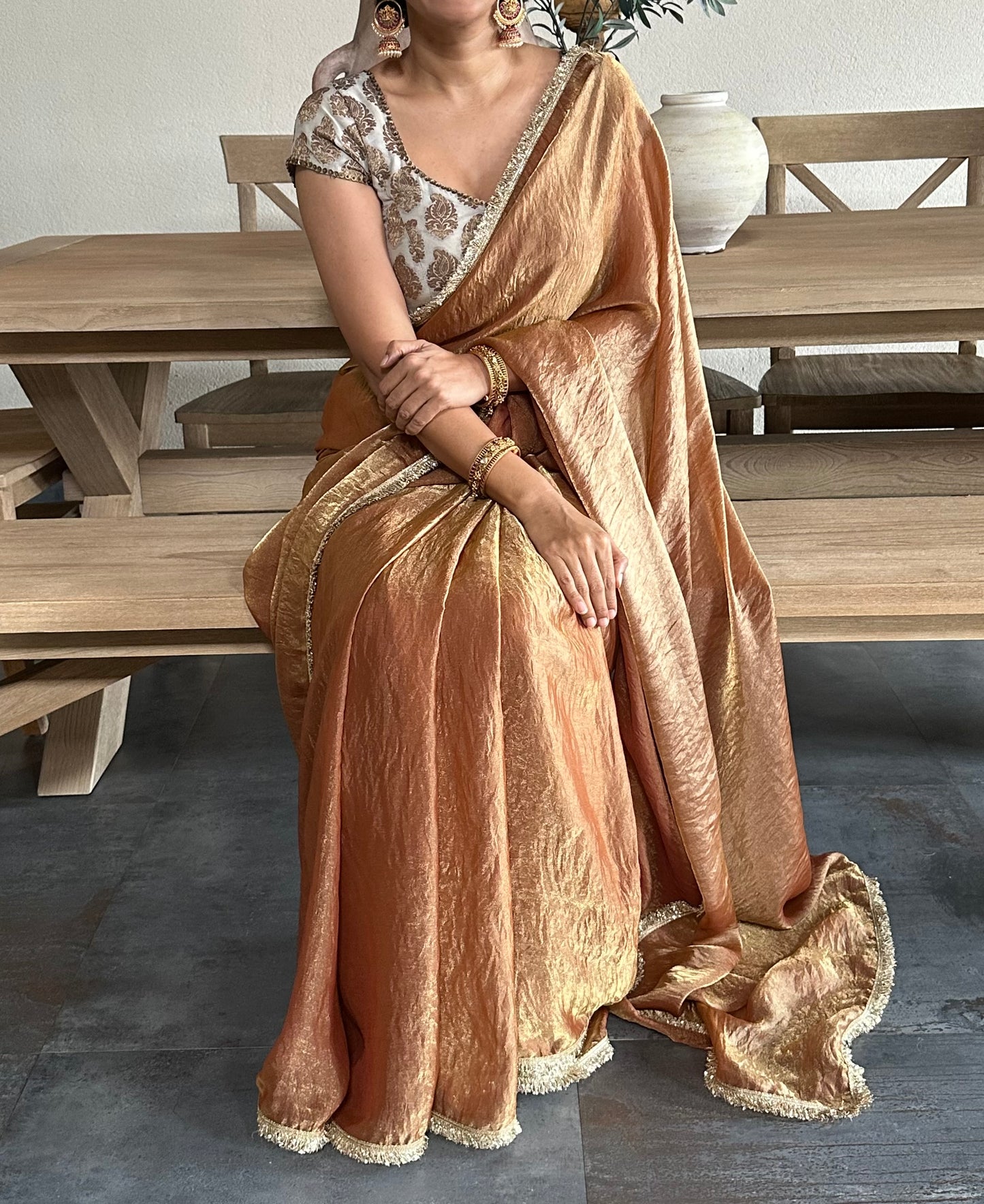 CHANDRABHEDI TISSUE SARI
