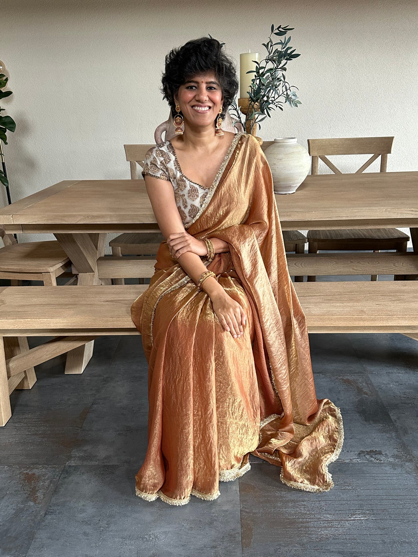 CHANDRABHEDI TISSUE SARI