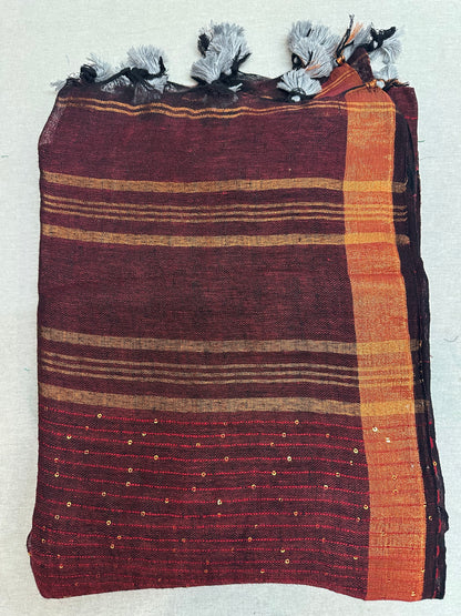 SEQUIN LINEN SAREE 3400
