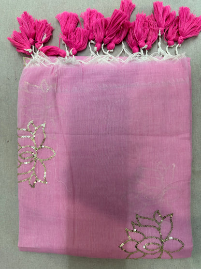 COTTON LOTUS SEQUINS SAREE 1890