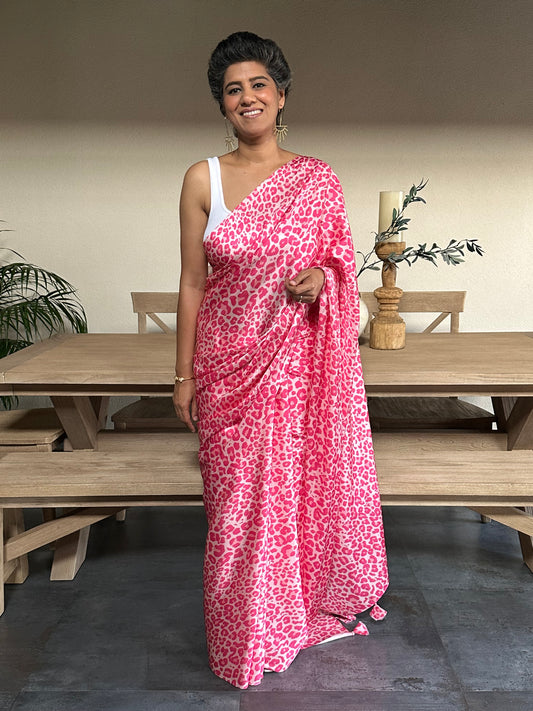PINK LEOPARD SARI