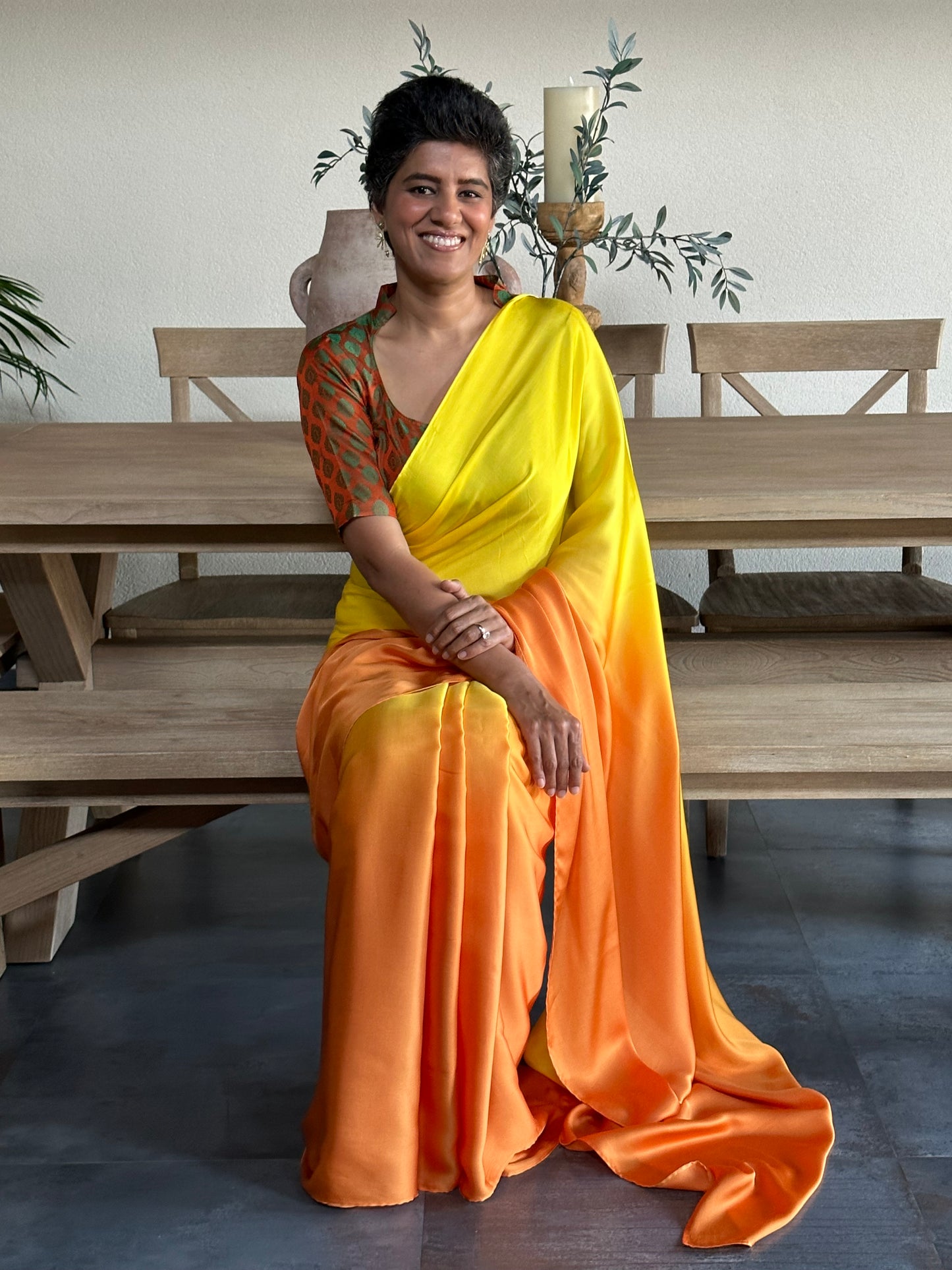 SIVA YELLOW SHADED MODAL SARI