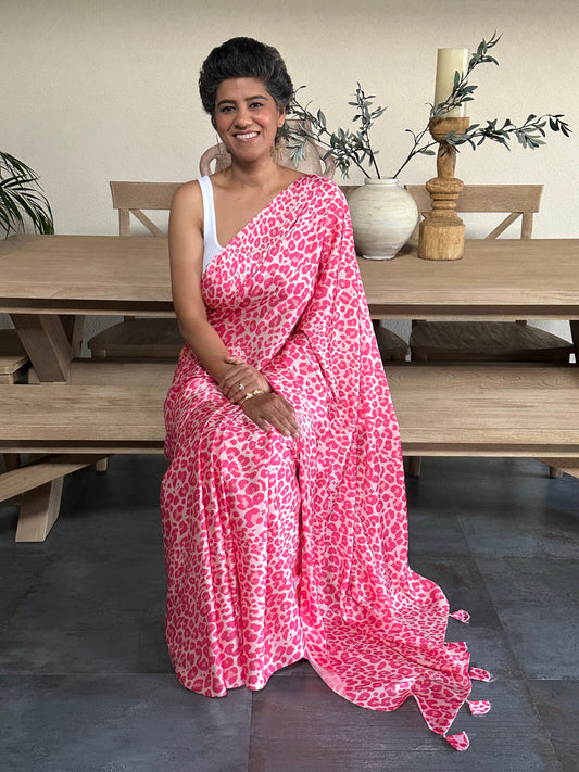 PINK LEOPARD SARI