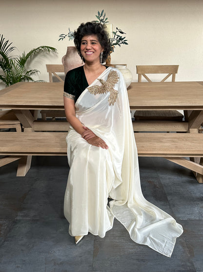 SPEAK THE TRUTH -  CREAM  BROOCH SARI