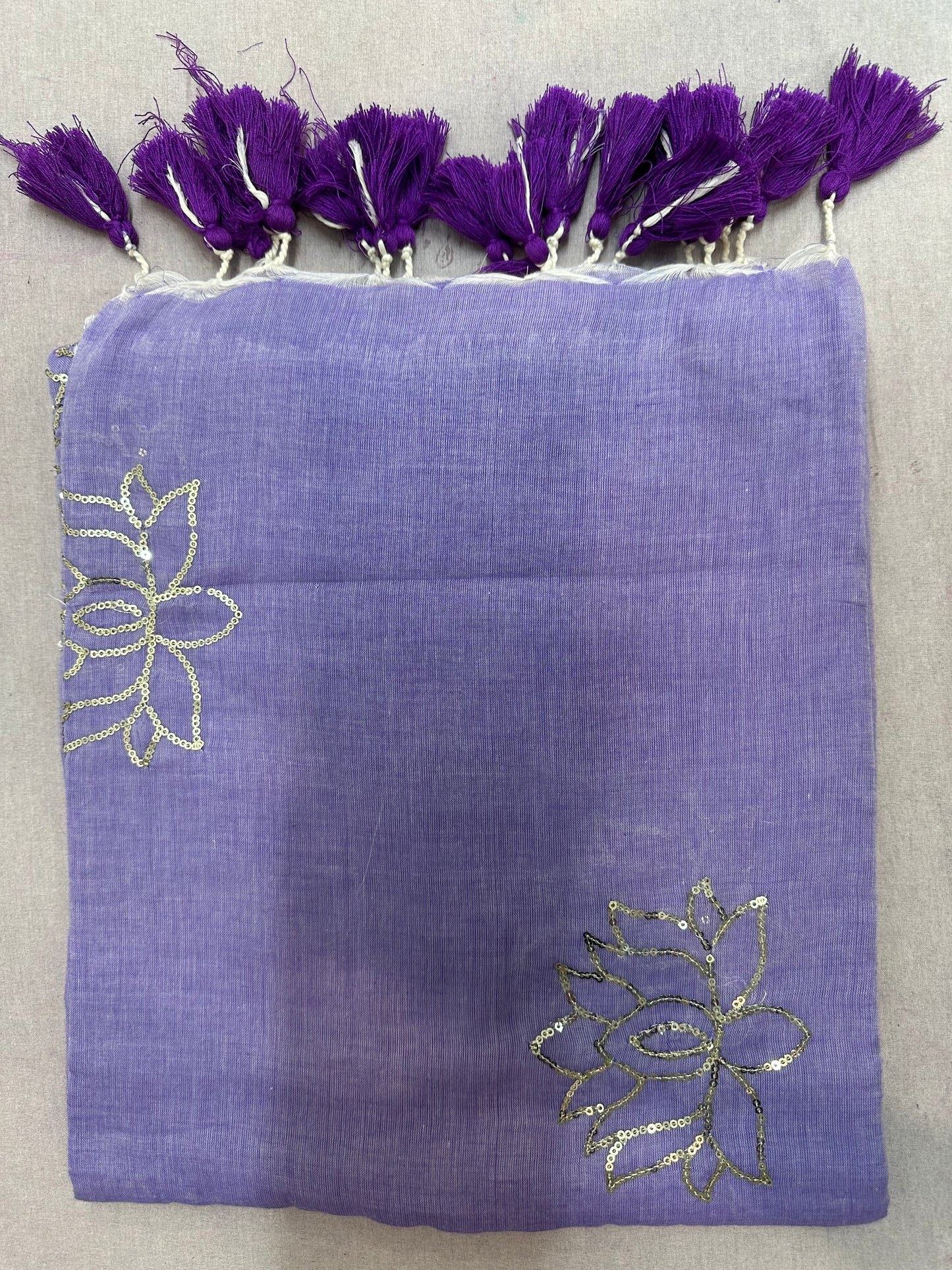 COTTON LOTUS SEQUINS SAREE 1890