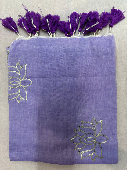 COTTON LOTUS SEQUINS SAREE 1890