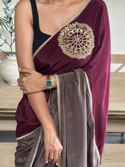 STAY WILD - BURGUNDY BROOCH SARI