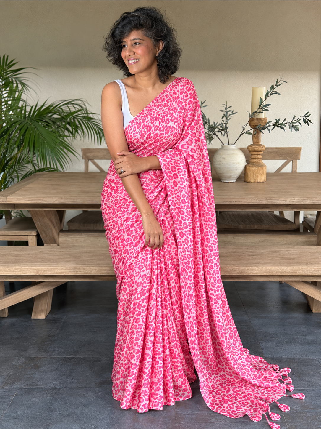 PINK LEOPARD SARI