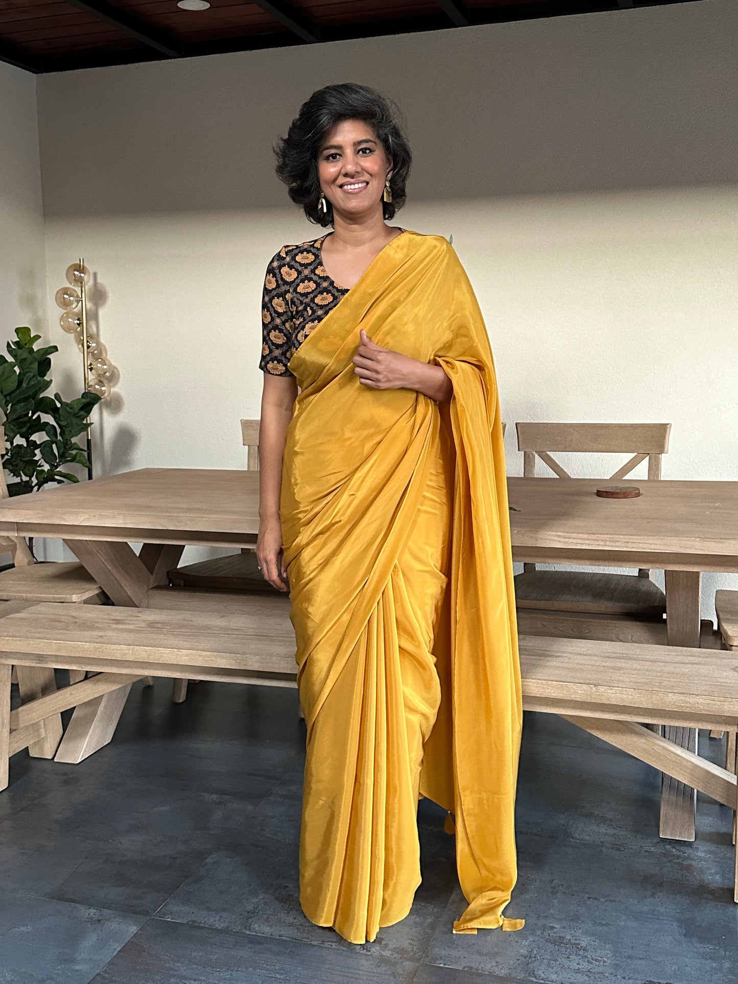 MUSTARD  CREPE  SARI