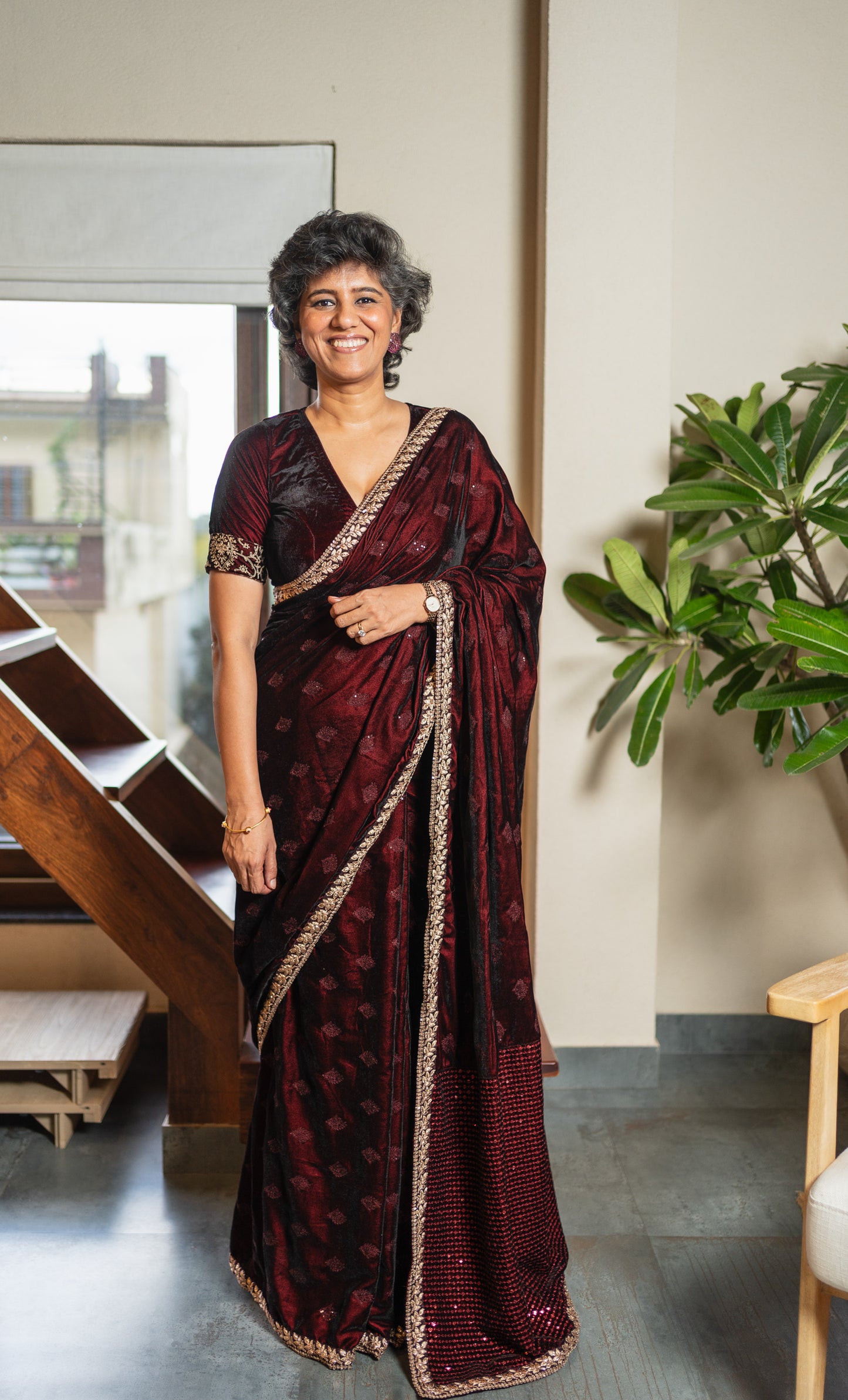 GAJRA  VELVET  SARI