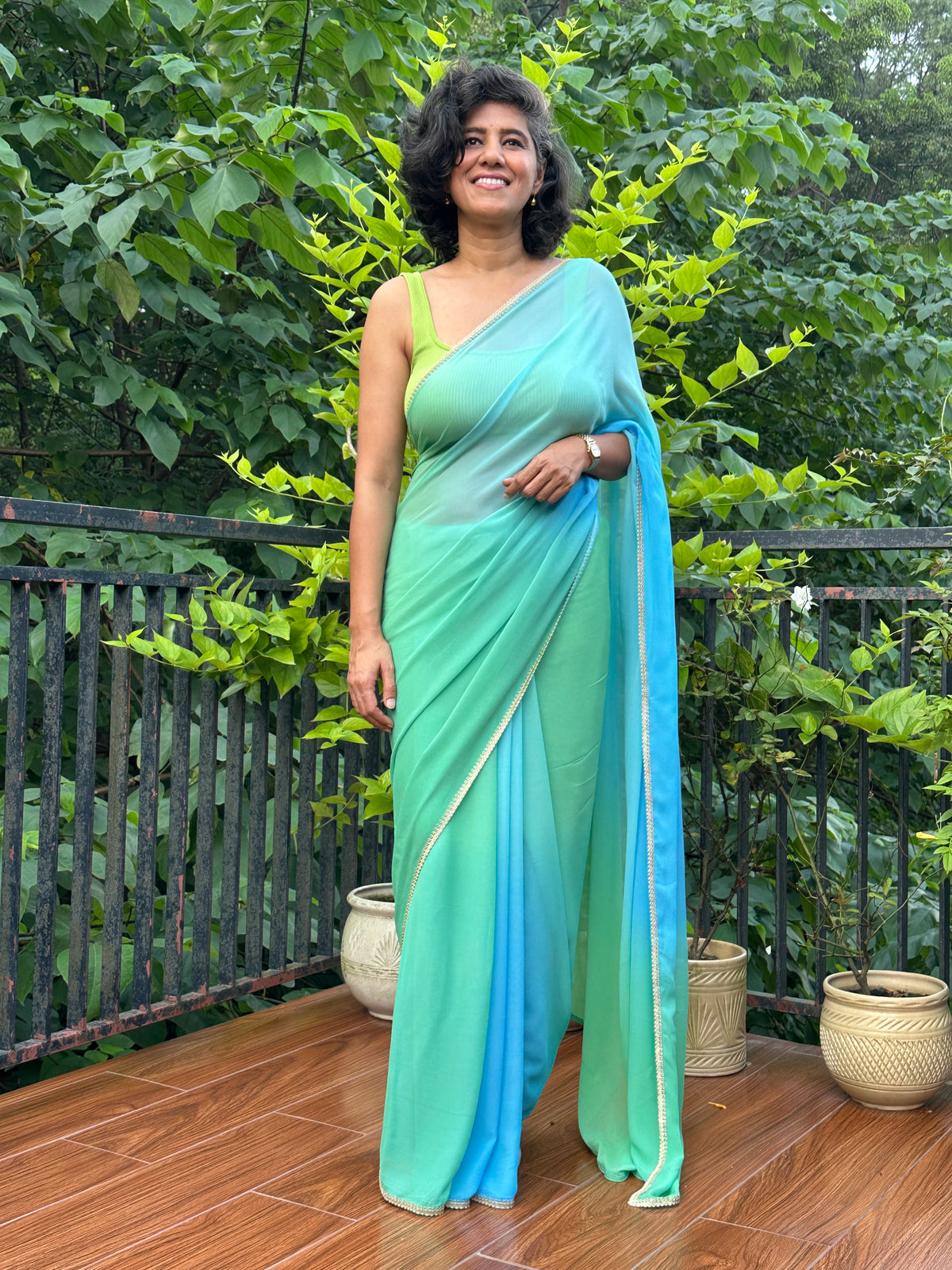 PALAK GEORGETTE SARI