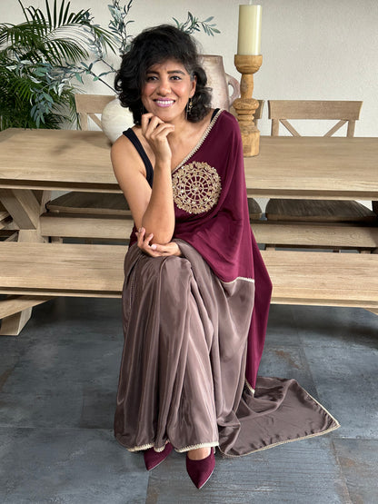 STAY WILD - BURGUNDY BROOCH SARI