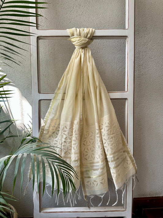 PURI  CHANDERI  APPLIQUE  DUPATTA