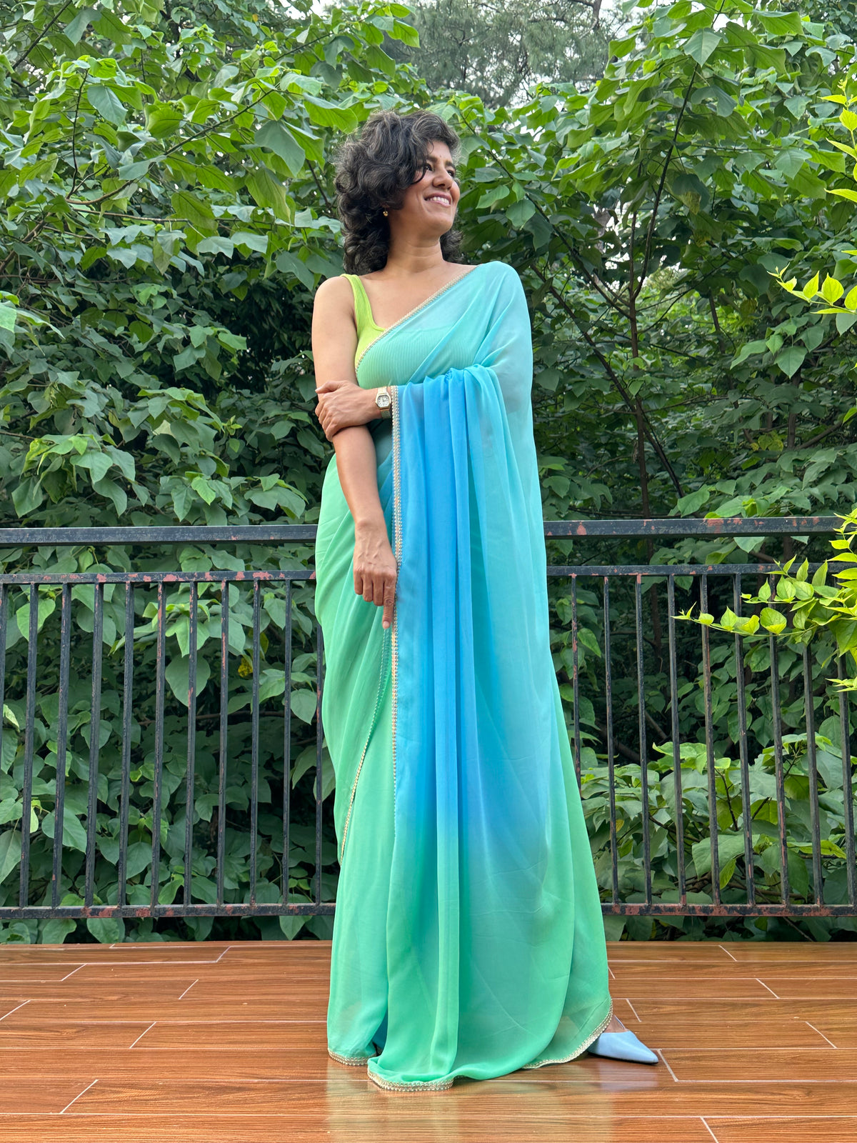 PALAK GEORGETTE SARI