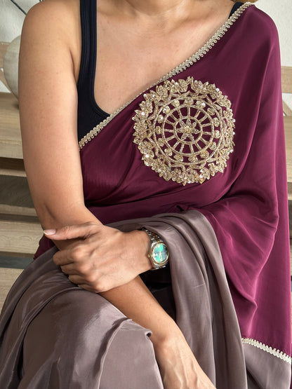 STAY WILD - BURGUNDY BROOCH SARI