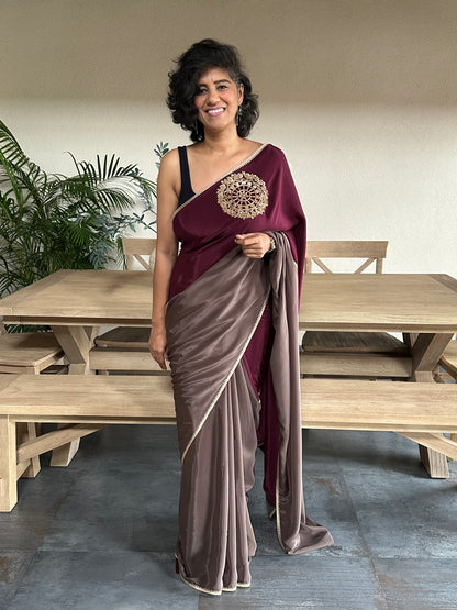 STAY WILD - BURGUNDY BROOCH SARI