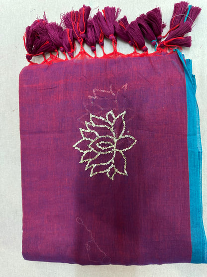 COTTON LOTUS SEQUINS SAREE 1890