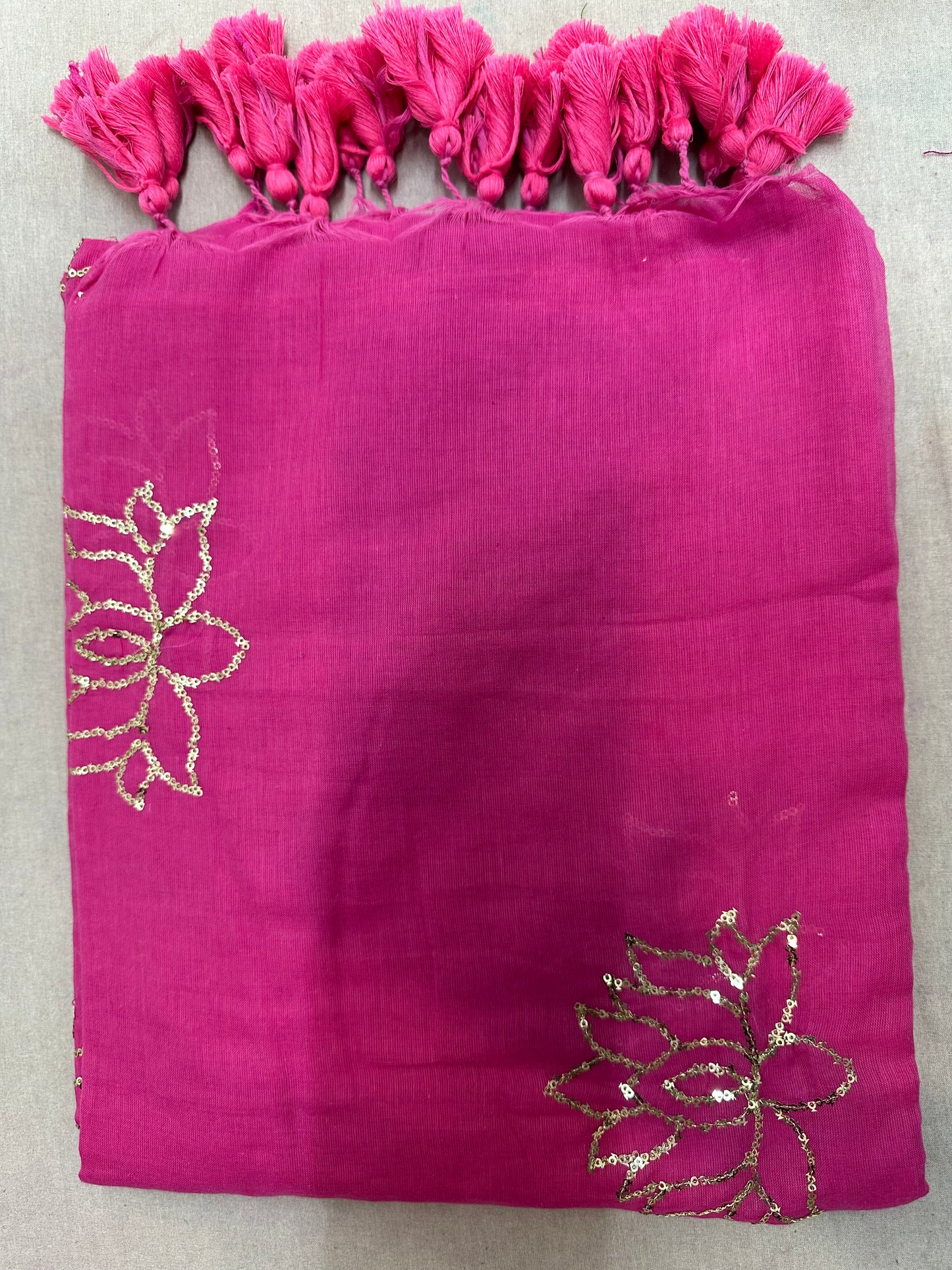 COTTON LOTUS SEQUINS SAREE 1890