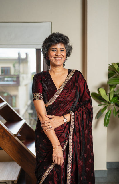 GAJRA  VELVET  SARI