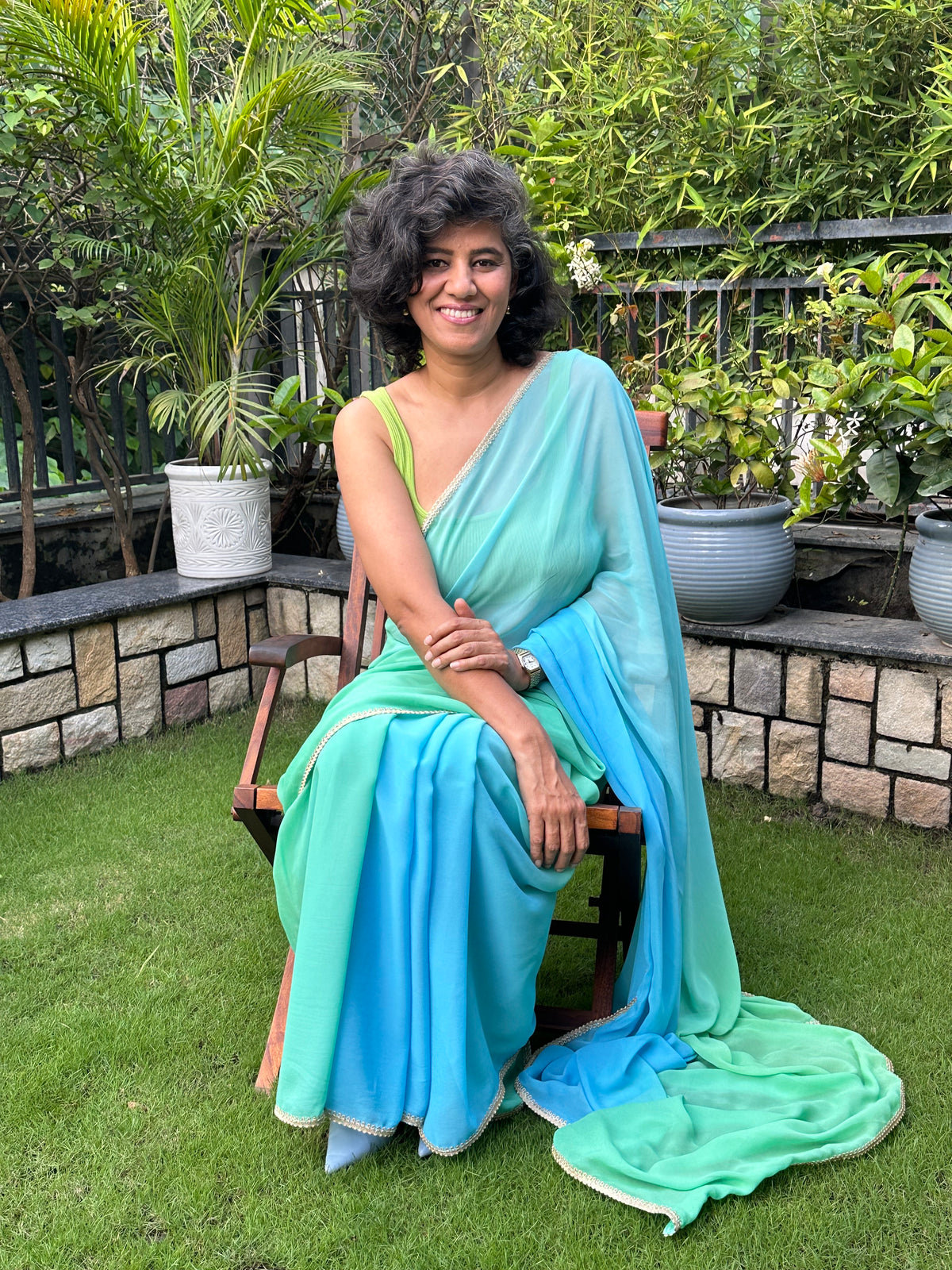 PALAK GEORGETTE SARI