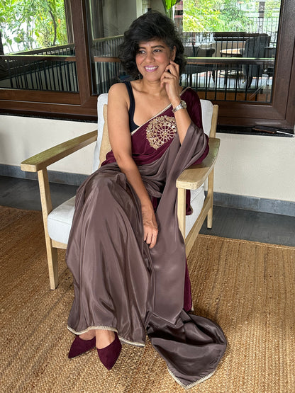 STAY WILD - BURGUNDY BROOCH SARI