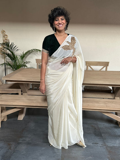 SPEAK THE TRUTH -  CREAM  BROOCH SARI
