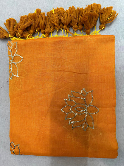 COTTON LOTUS SEQUINS SAREE 1890