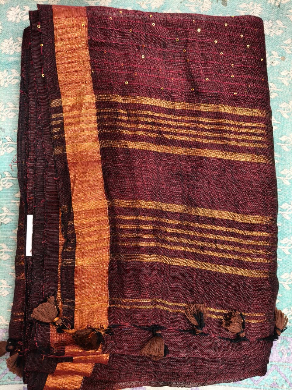 SEQUIN LINEN SAREE 3400