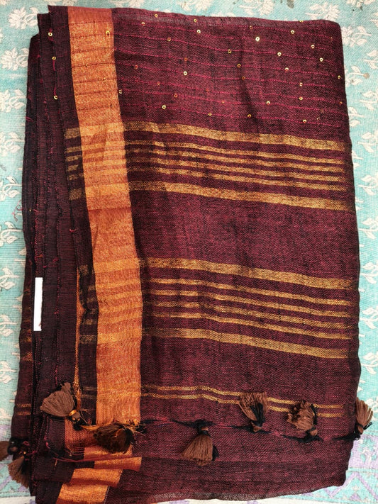 SEQUIN LINEN SAREE 3400