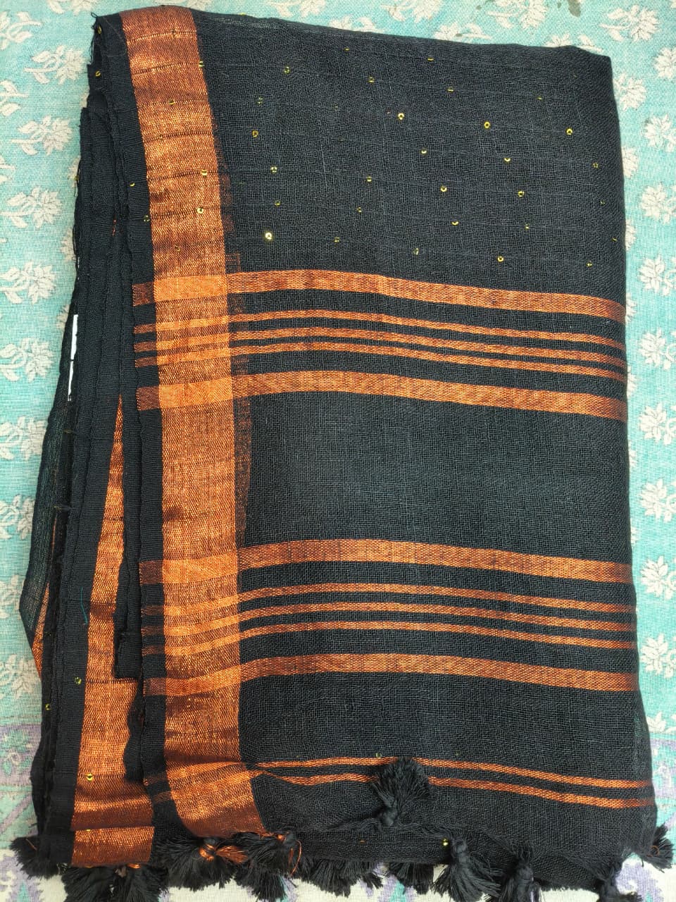 SEQUIN LINEN SAREE 3400