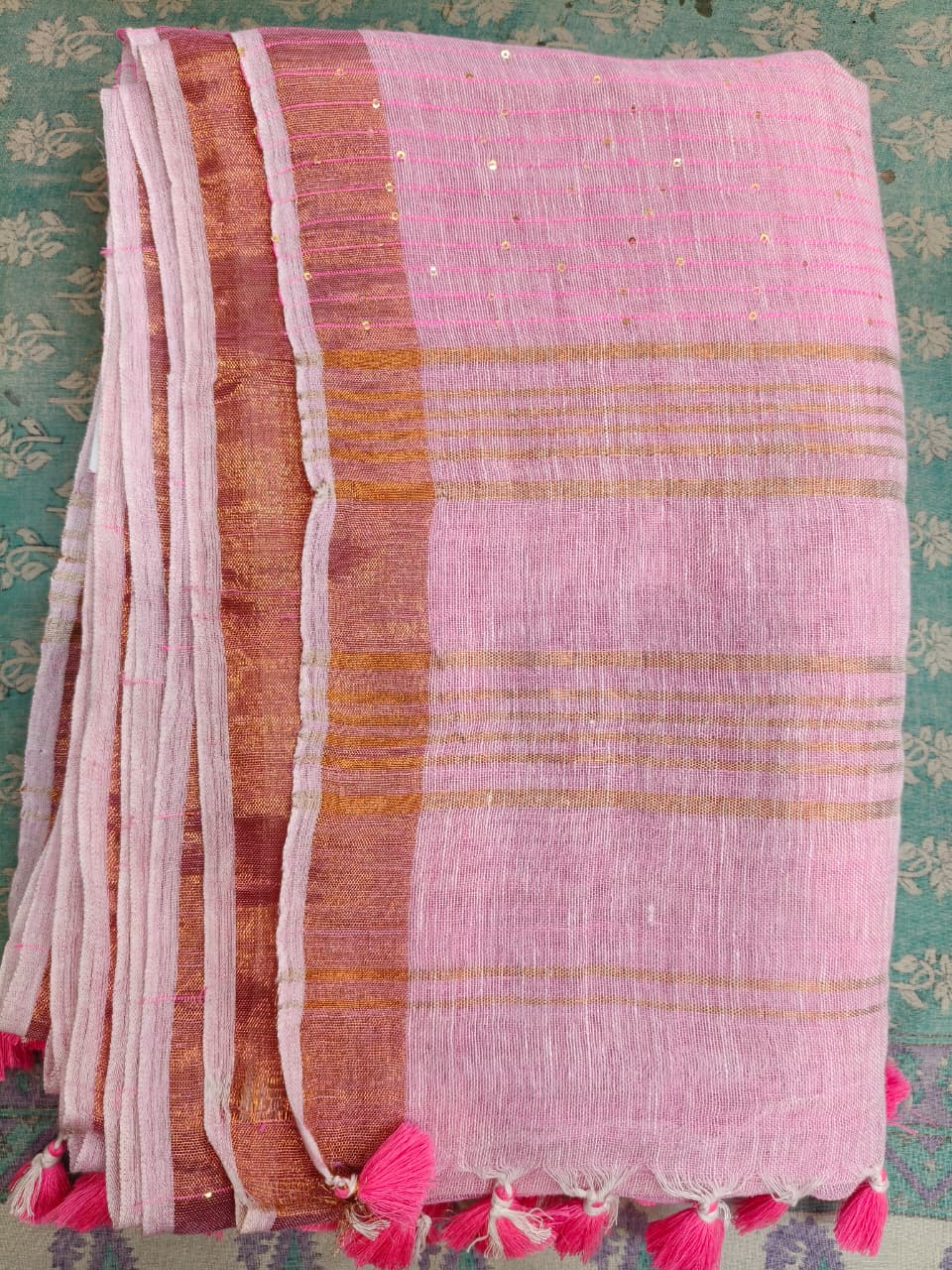 SEQUIN LINEN SAREE 3400