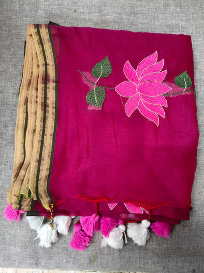 COTTON LOTUS SEQUINS SAREE 1890
