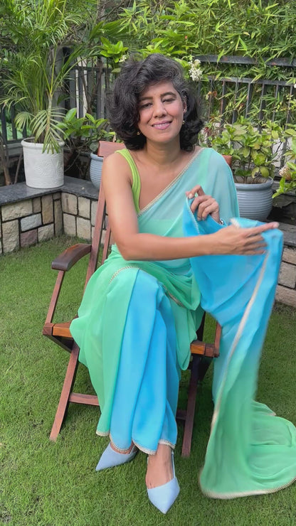 PALAK GEORGETTE SARI